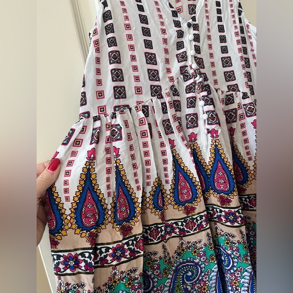 Umgee Rich White Vibrant Patterned Sundress Women’s Size Small - Picture 6 of 13